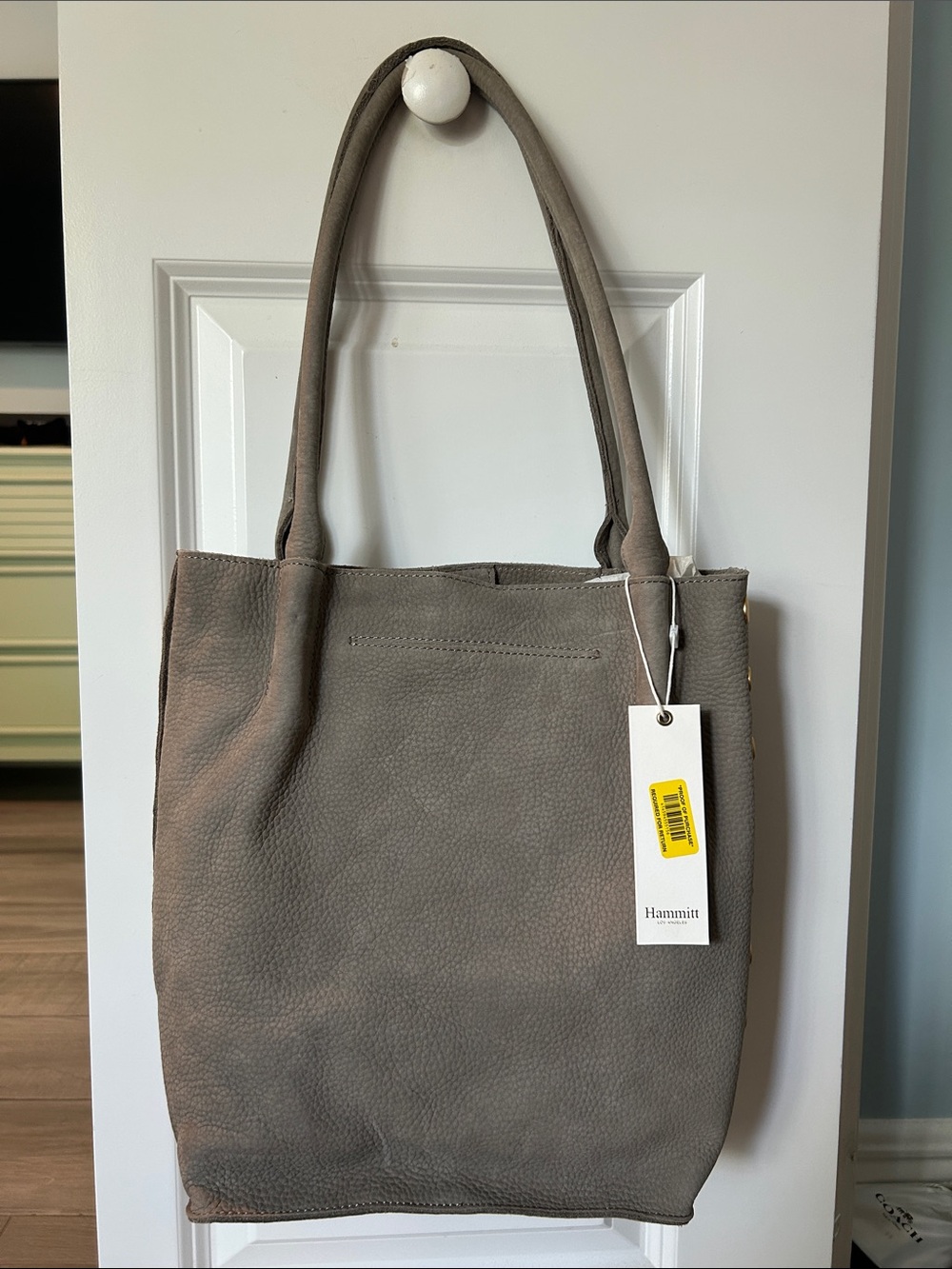 Hammitt Taupe Gray Pebbled Leather Tote